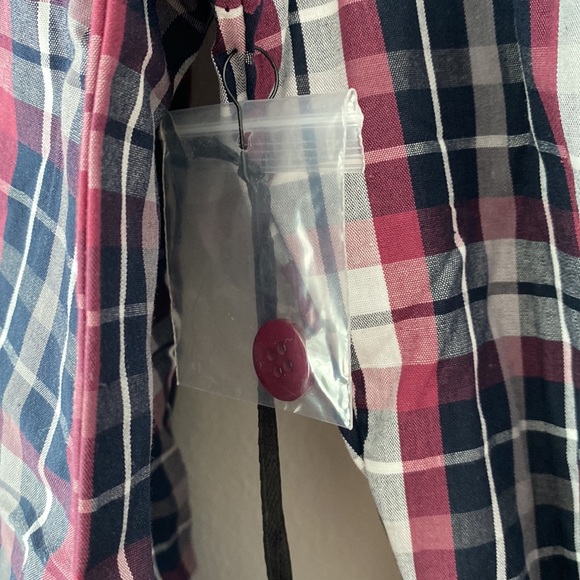 Unique Vintage Navy & Burgundy Plaid Shirtdress Size 6-8 - Picture 5 of 8